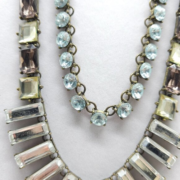 Bauble Bar Multi Stone Statement Necklace With Gold Toned Chain Adjustable Clasp - Picture 3 of 6